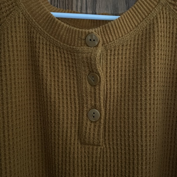 Mustard Yellow Waffle Knit Shirt - Picture 2 of 4